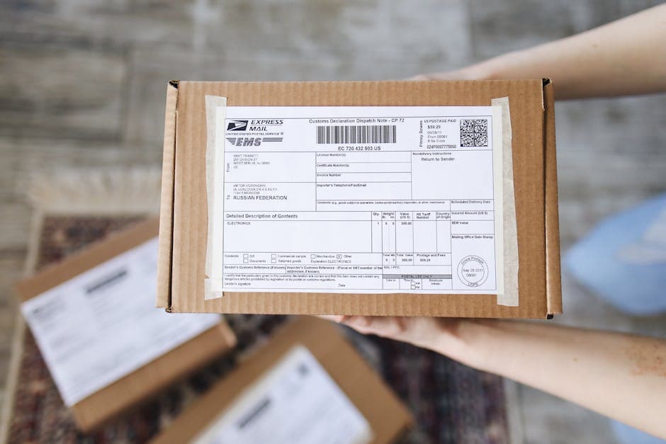 Stack of apostilled documents and an envelope ready for international courier from an Ottawa office